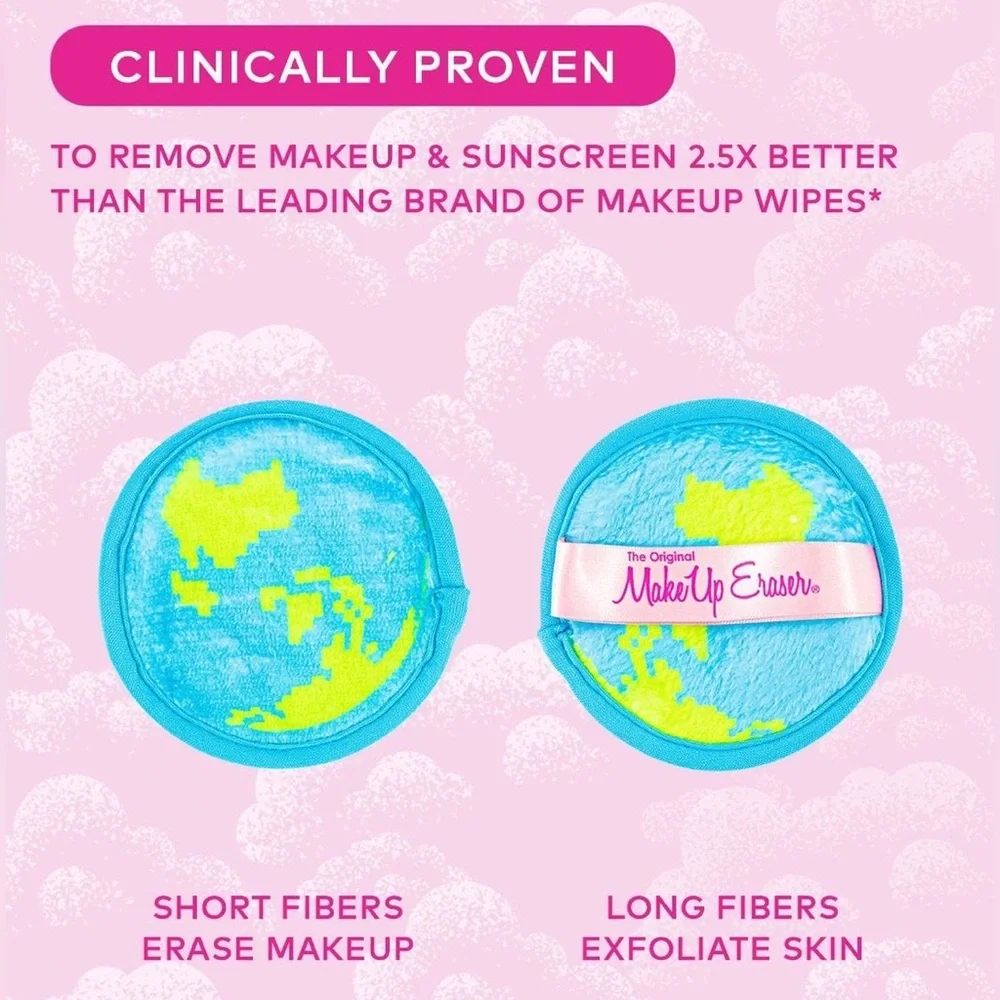 MakeUp Eraser Reusable Makeup Remover Pads 7-day Set Earth World Travel Gift NWT